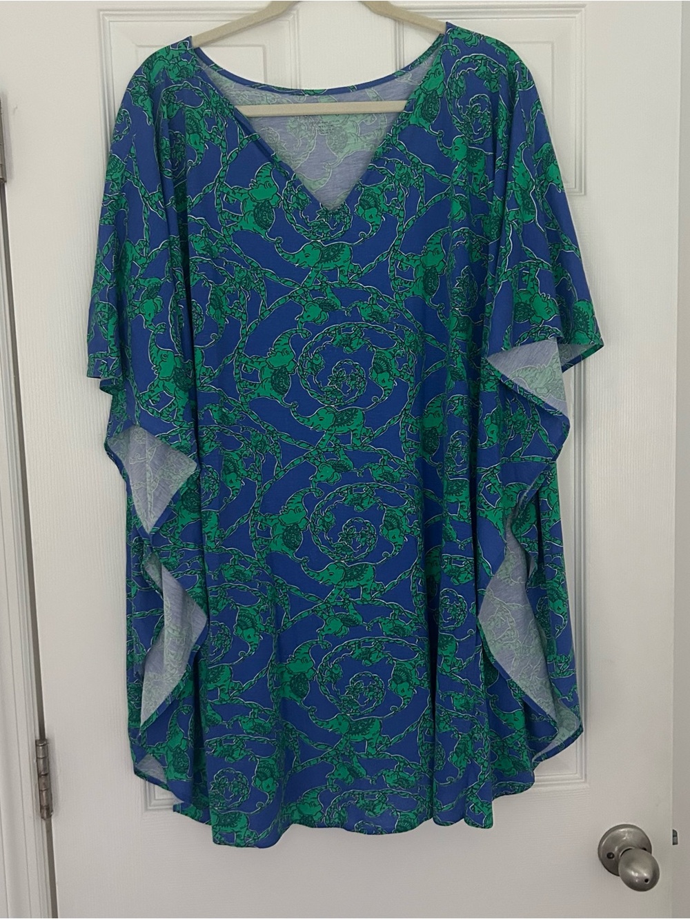 Lilly Pulitzer Blue & Green V-Neck Swim Coverup Tunic